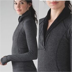 RARE Lululemon Run Pullover Mock Neck 2 Heathered Herringbone NWOT